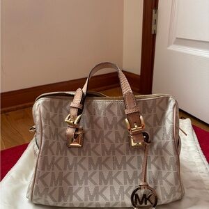 Michael Kors Cream and Tan Satchel